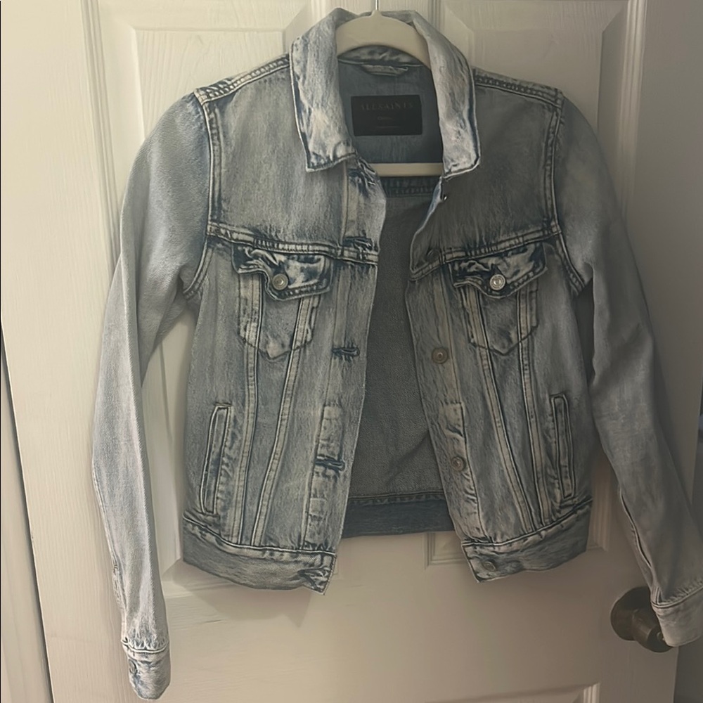 All Saints Blue Jean Jacket Distressed